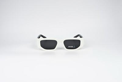 Prada SPR09Z 142-5S0 Sunglasses Unisex White Geometric Gray Lenses