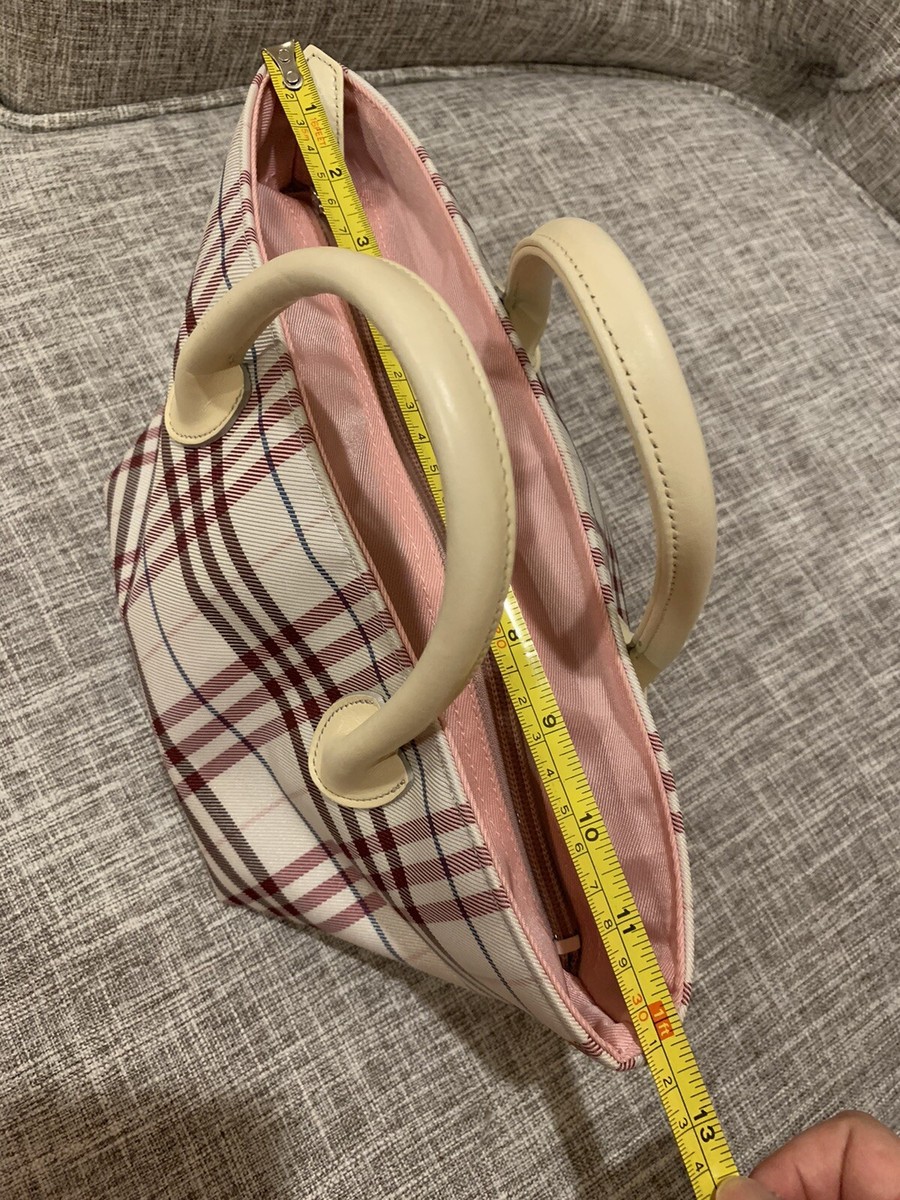 Authentic Burberry Blue Label Nova check Pink Nylon Canvas Leather