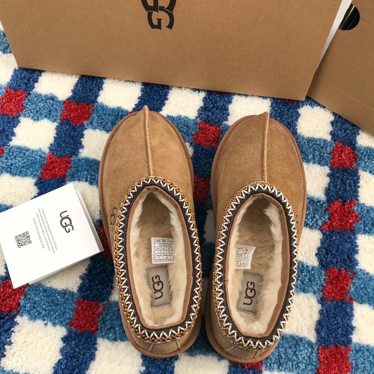 UGG Tasman II Chestnut Brown Braid Suede Wool Lined Women's Winter