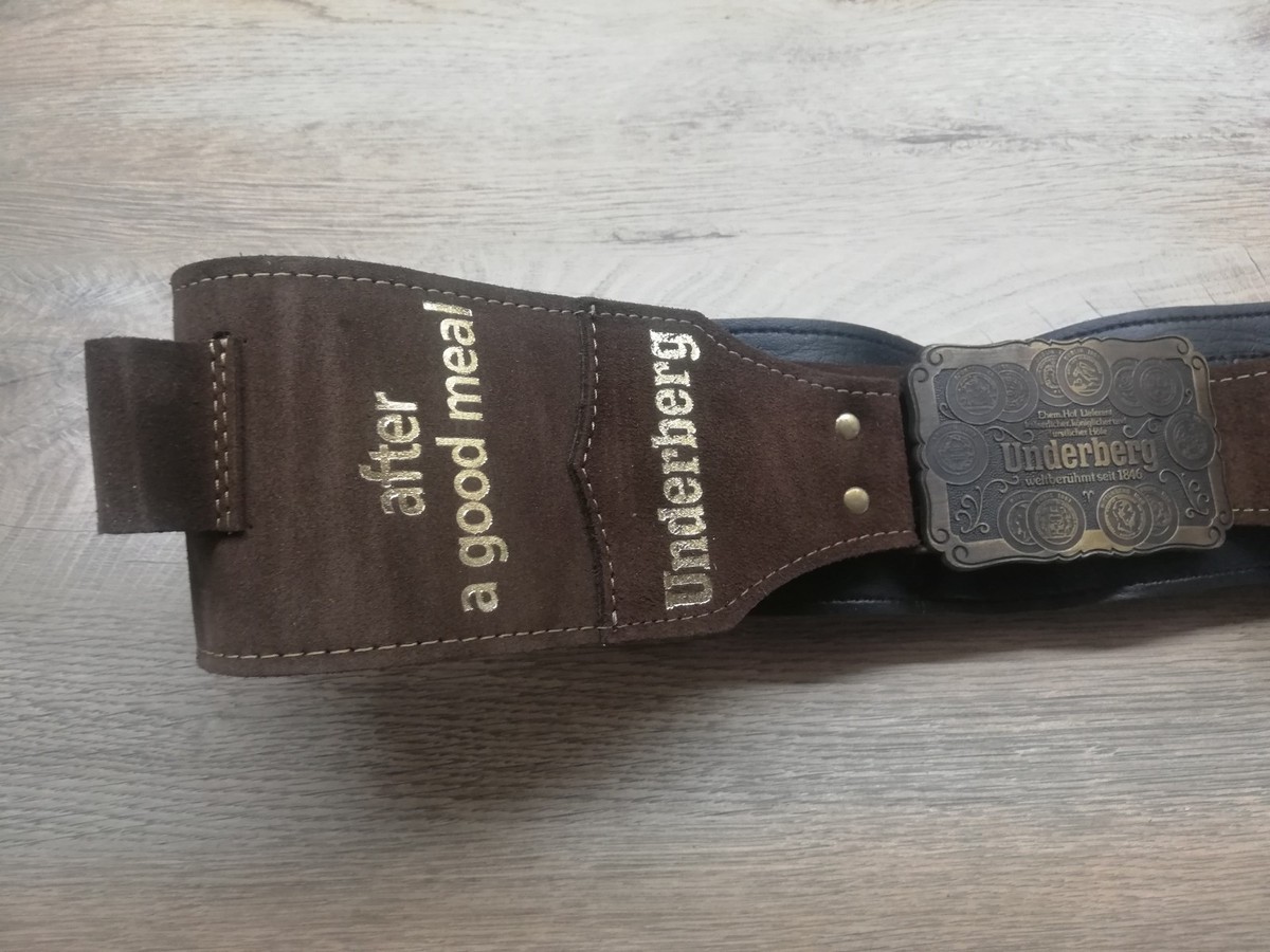 VTG RARE UNDERBERG LEATHER SUEDE GUN BELT BUCKLE BEER BITTER