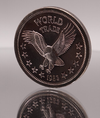 1983 World Trade Unit Flying Eagle WOW!! 1oz 999 FINE Silver art