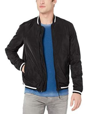A|X Armani Exchange Men's Solid Unpadded Nylon Bomber Jacket