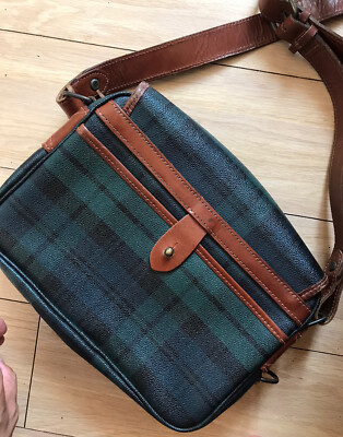 POLO Ralph Lauren Rare Vintage Plaid Blackwatch Leather Messenger