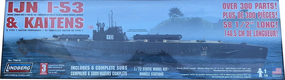 Plastic Model Kit Lindberg IJN I-53 Submarine with Kaiten