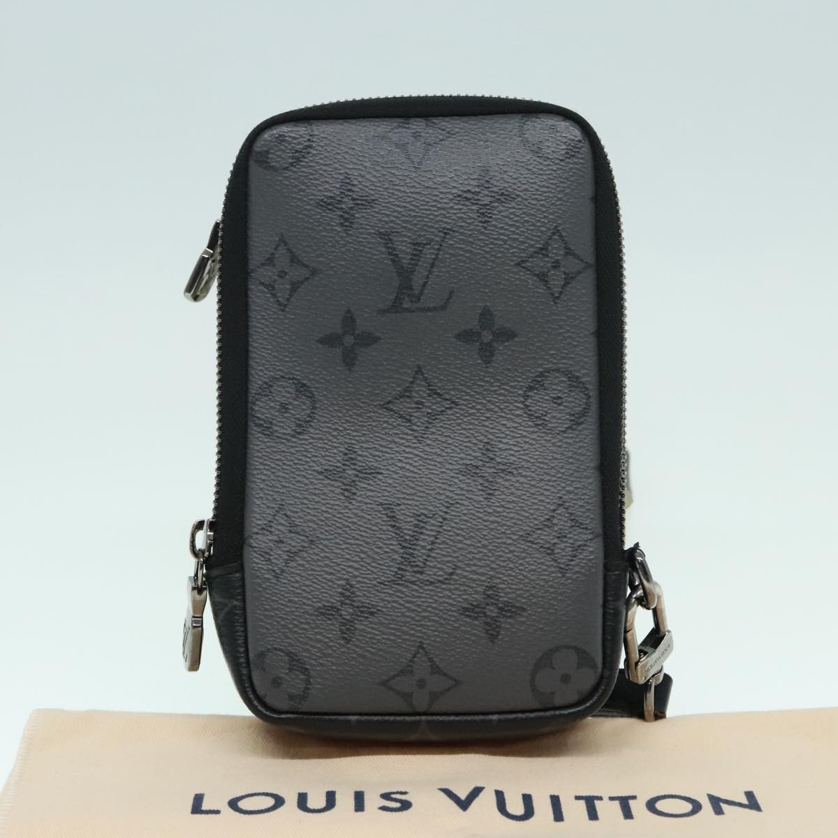 LOUIS VUITTON Monogram Eclipse Double Phone Pouch Gray M69534 LV