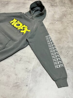 NOFX 90s Vintage Monster Tour Hoodie Gray Punk Music Rare Size XL