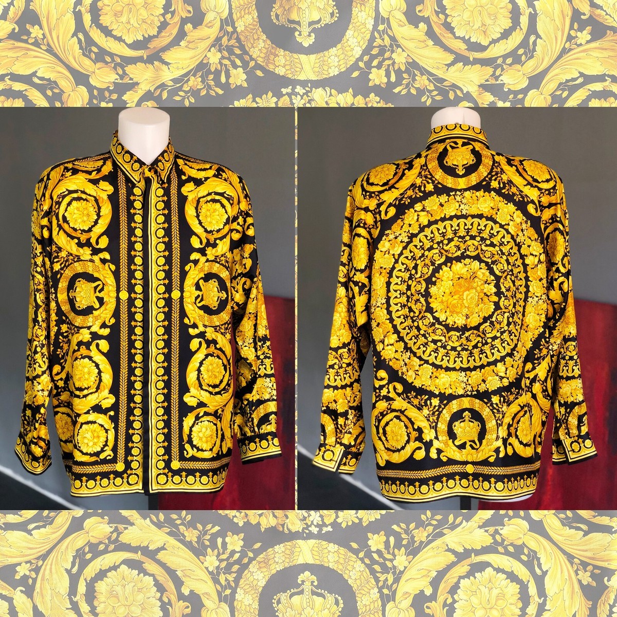 GIANNI VERSACE silk shirt Baroque print size 50 from 1995 | eBay