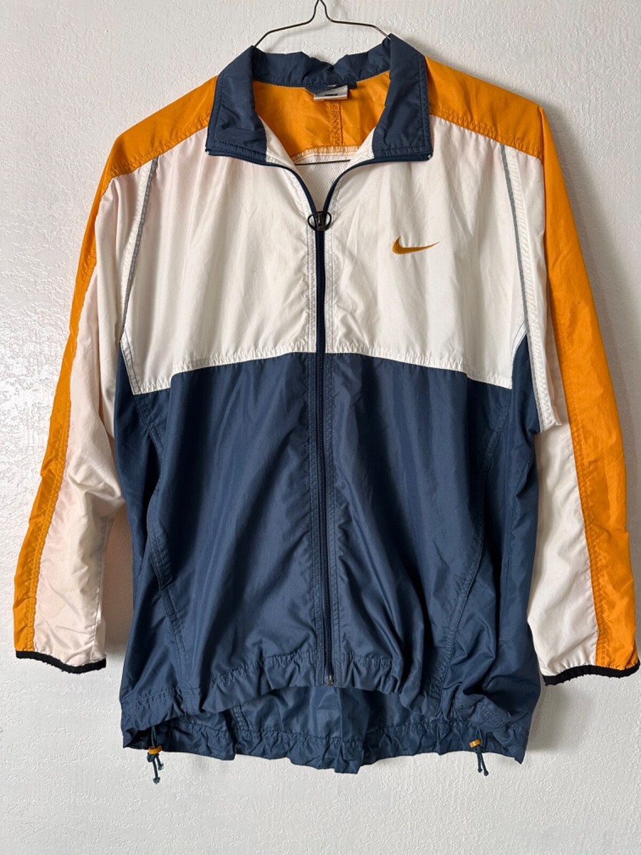 Vintage 90s Nike White Tag Colorblock Blue/Gold Windbreaker Jacket