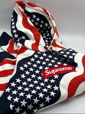 Supreme Box Logo Pullover Hoodie “USA / American Flag” FW14 Size M