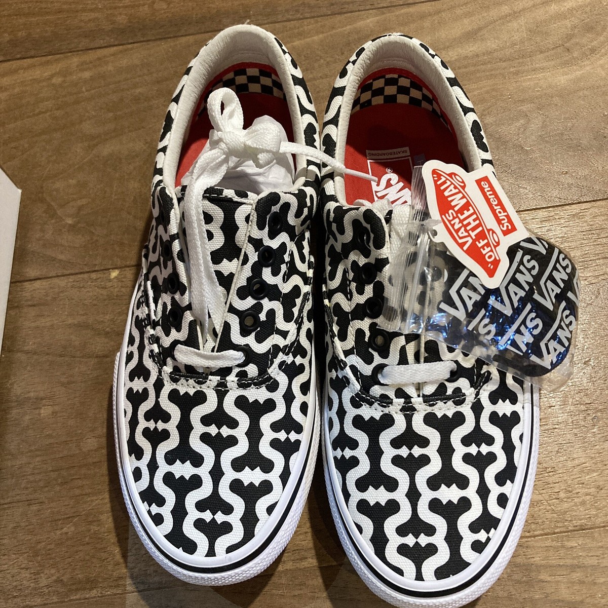 SUPREME X VANS MONOGRAM S LOGO SKATE ERA 2021 BLACK WHITE | eBay