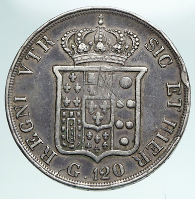 1834 ITALY Italian States NAPLES SIC Ferdinand II Kingdom Silver