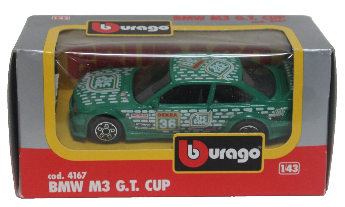 Bburago 1:43 4167 BMW M3 GT Cup #36 Green Tic Tac MIB Italy | eBay