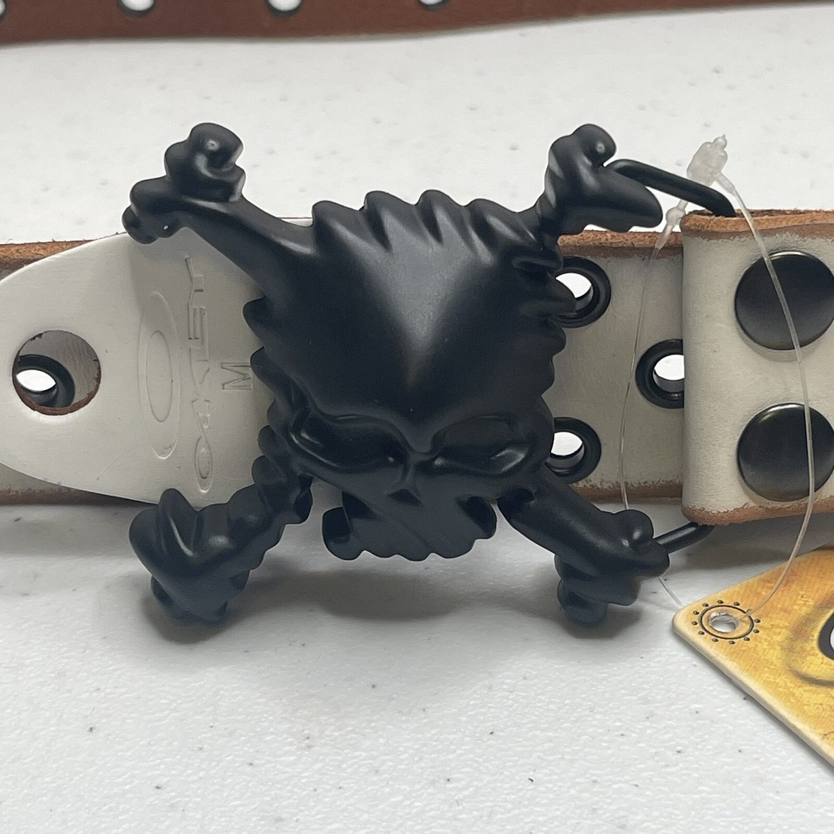 Vintage Y2K Oakley White Leather Belt Skull Buckle Rare NOS NWT | eBay