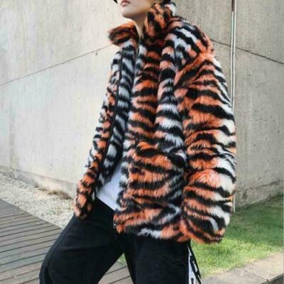 Tiger Stripes Men's Faux Padded Coats Thicken Jackets Winter Warm