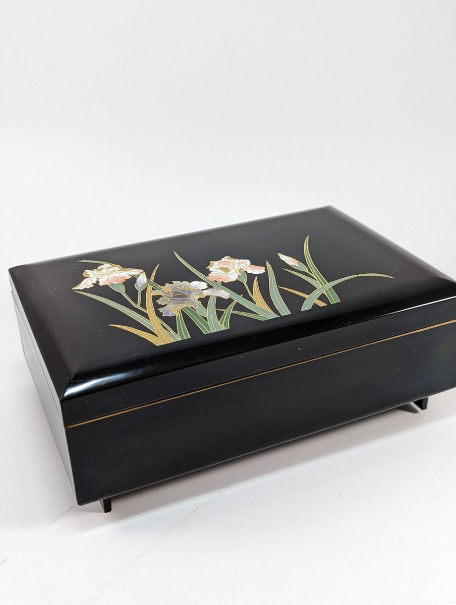 Vintage Otagiri Black Lacquerware Music Jewelry box