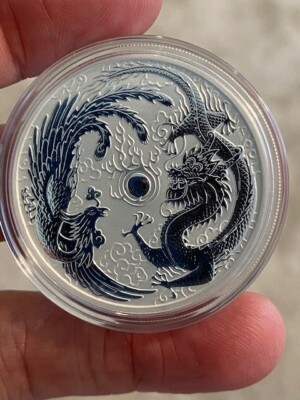 2017 ERROR VARIETY 1 OZ SILVER DRAGON & PHOENIX - PEARL OF WISDOM