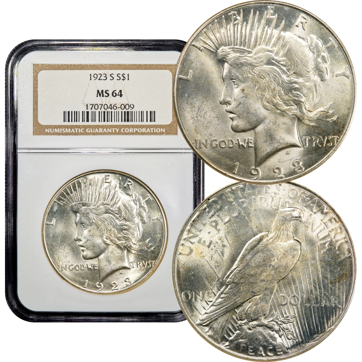 MS 64 Graded 1923 Year NGC Certified Peace Dollars (1921-1935) for