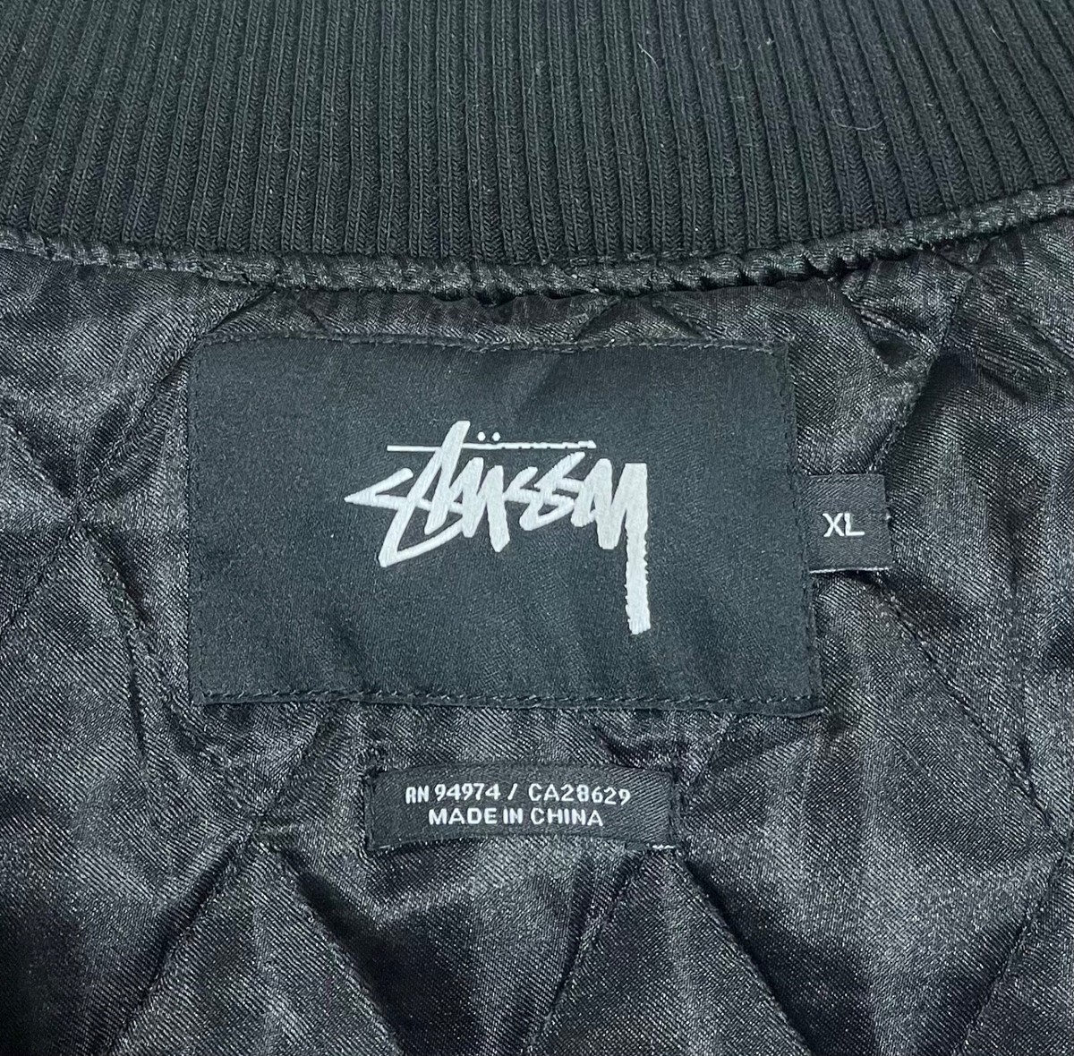 Stussy World Tribe Wool Varsity Bomber Stadium Jacket Black Men's
