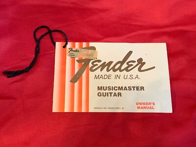 1978 USA CBS FENDER MUSICMASTER GUITAR Hang Tag Owners Manual Case