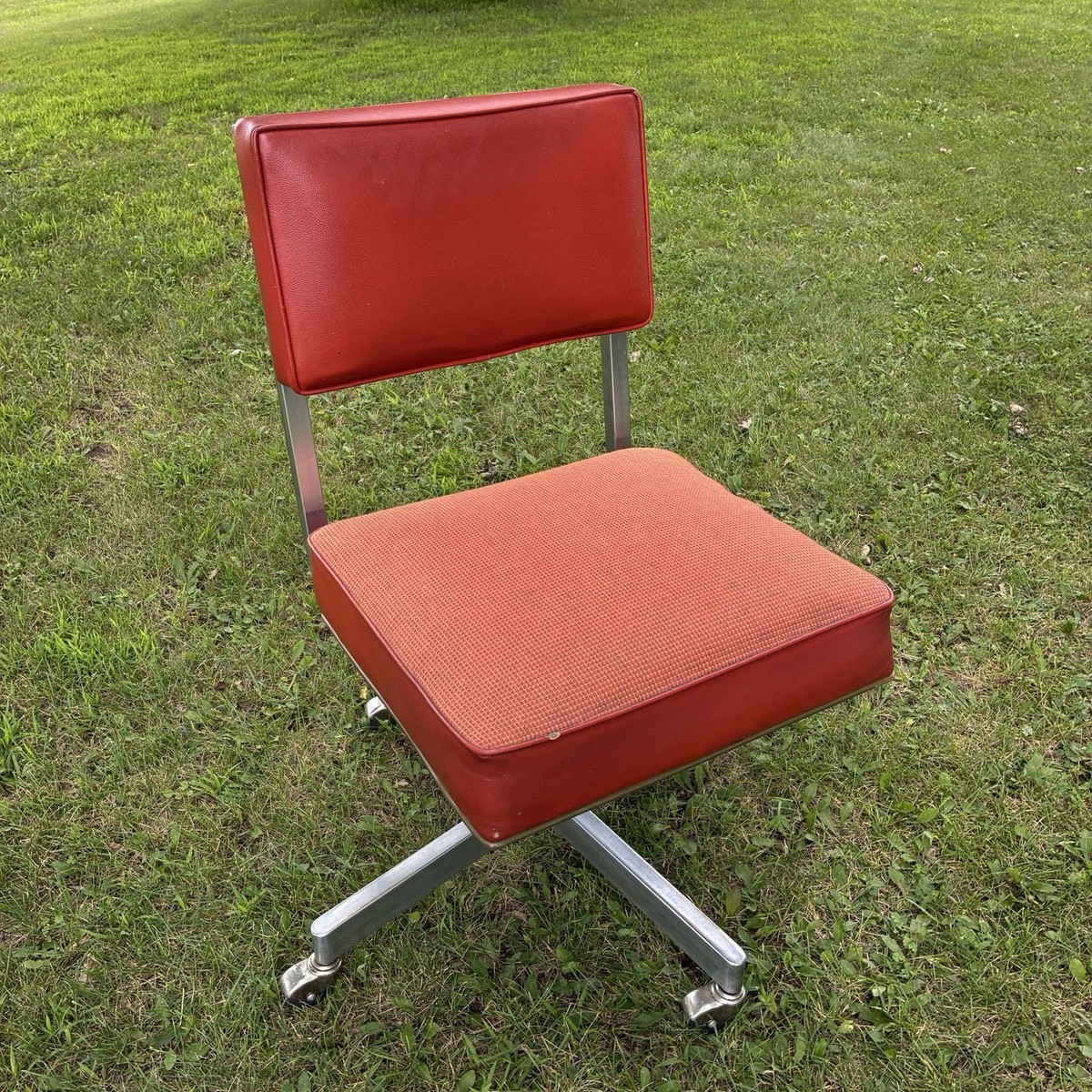 Mid Century Modern Sturgis Office Chair Orange Vinyl Bassick Flo