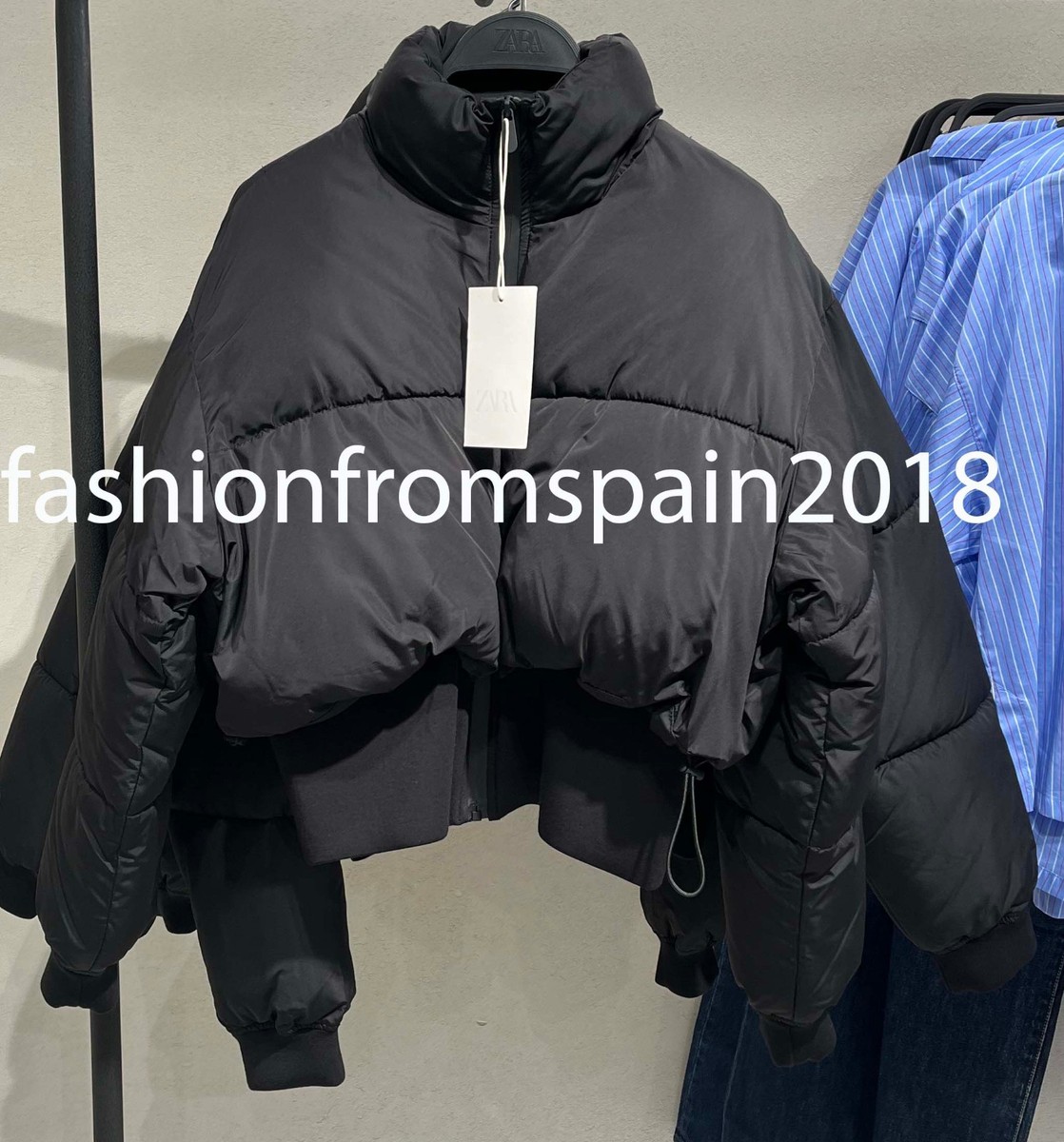 ZARA NEW WOMAN COMBINATION CROPPED PADDED JACKET BLACK XS-XXL 8073