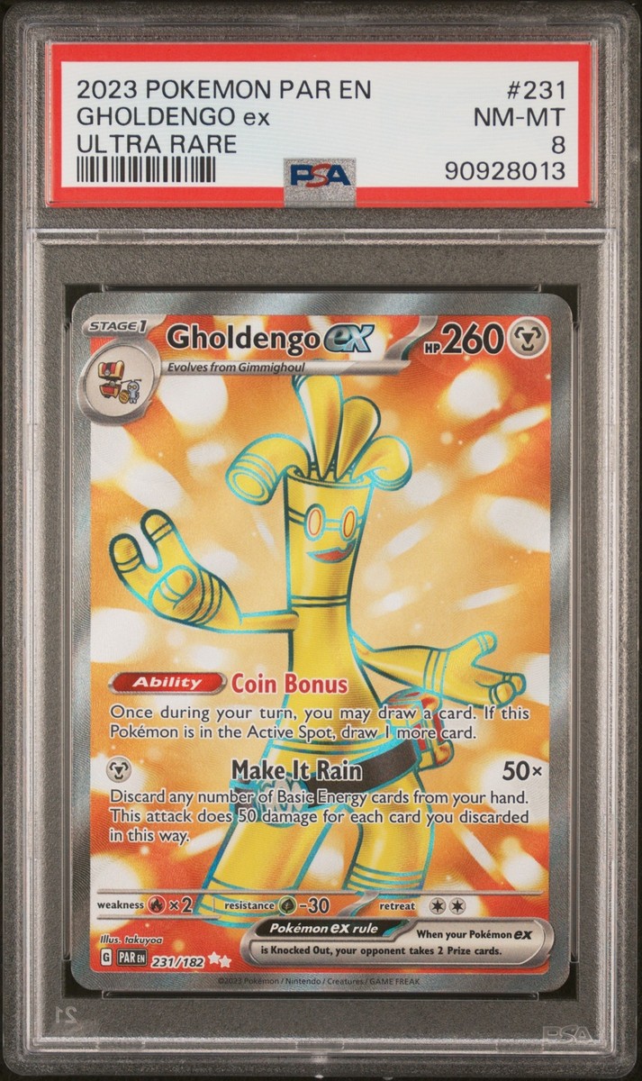 PSA 8 Gholdengo Ex #231 2023 Pokemon Par En-Paradox Rift 90928013
