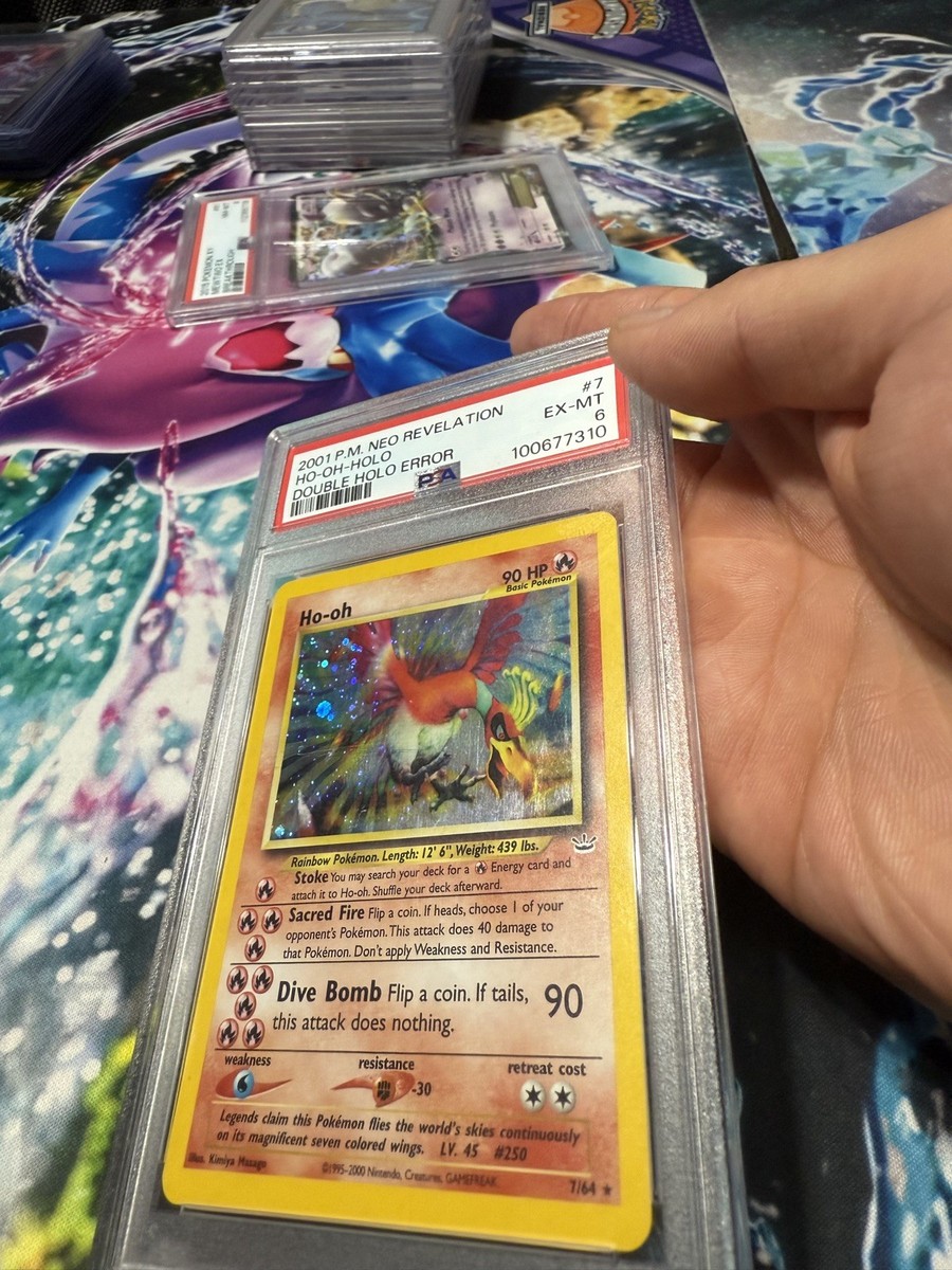 🔥 2001 POKEMON NEO REVELATION DOUBLE HOLO ERROR #7 HO-OH-HOLO PSA
