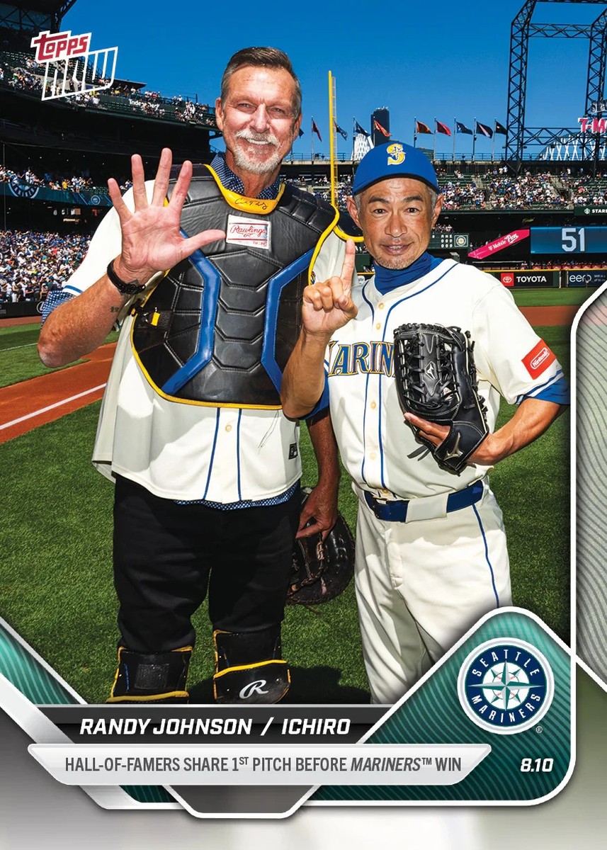Randy Johnson Ichiro 1st Pitch Mariners 2025 MLB Topps NOW Card