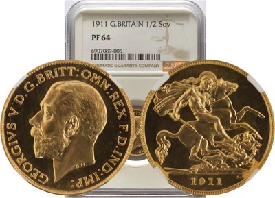 1911 Great Britain: George V gold 1/2 Sovereign NGC PF64 | eBay