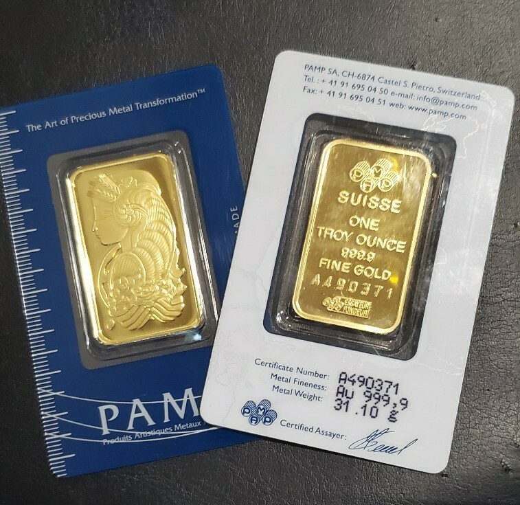 1 oz Gold Bar PAMP Suisse Lady Fortuna Veriscan serial number