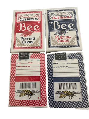 Lot 2 OHIO MADE CASINO BUMBLE BEE BACK Playing Cards Red & Blue