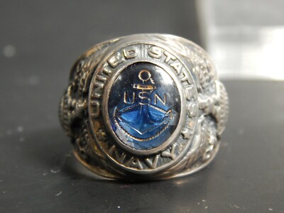 US Navy Ring Sterling Silver Vintage #11 M109114971 - アクセサリー