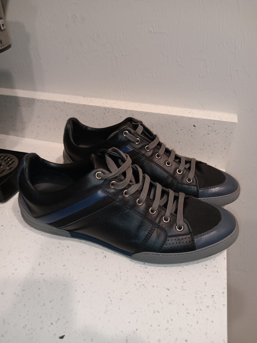 Dior Homme Black/Blue Leather and Mesh Lace Low Top | eBay