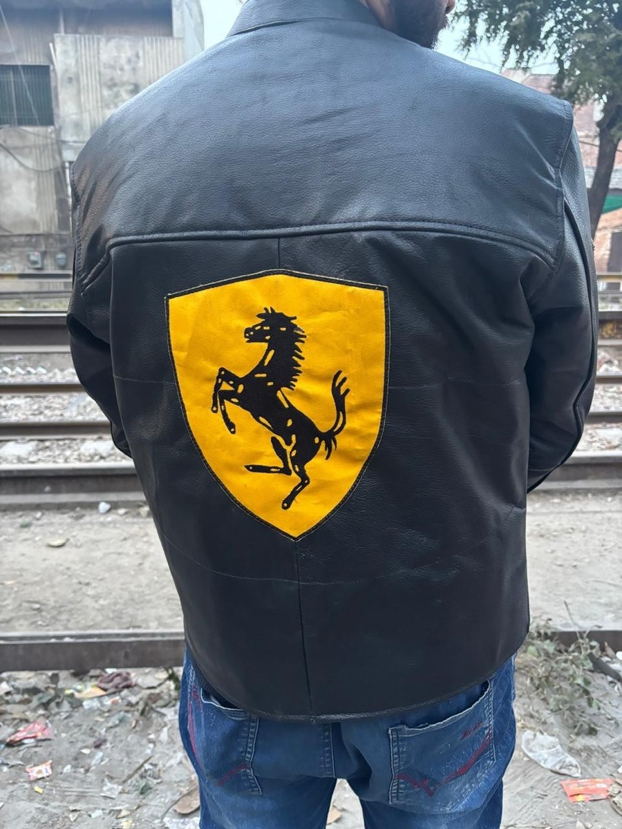 Ferrari Racing Leather Jacket Vintage F1 Logo Men's Motorcycle