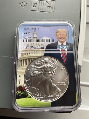DONALD TRUMP 2020 45TH PRESIDENT NGC MS70 1OZ SILVER EAGLE LIBERTY