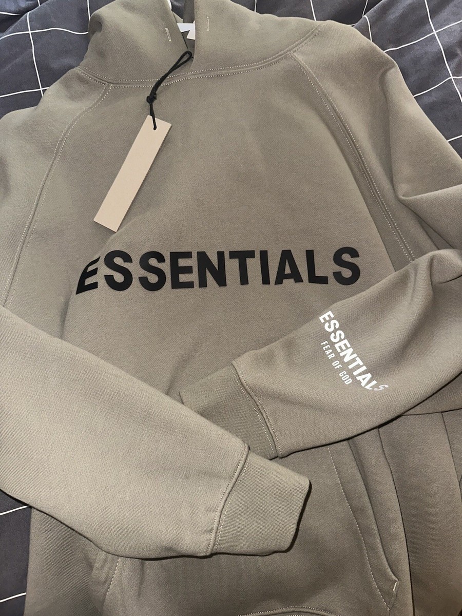 fear of gods essentials hoodie medium olive authentic | eBay