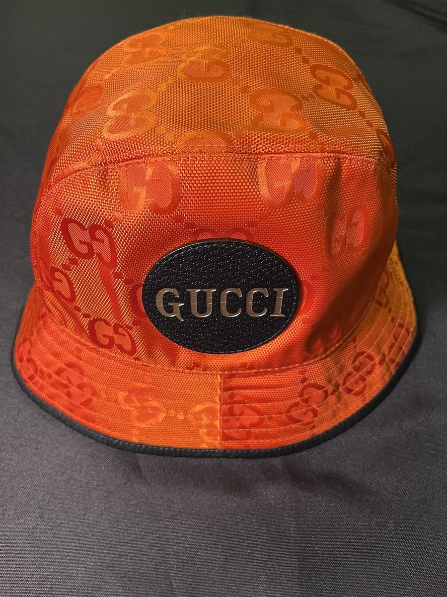 GUCCI GG RETRO ORANGE CAP M MEDIUM OFF THE GRID BUCKET HAT 627115