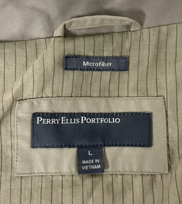 Vintage Perry Ellis Portfolio Men's Large Lined Jacket Olive Green