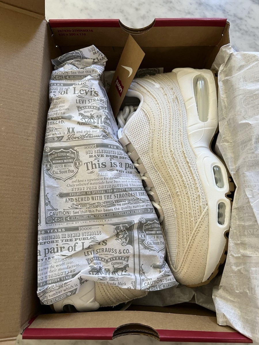 Size 6M/7.5W - Levi's x Nike Air Max 95 OG “White and Ecru” *NEW
