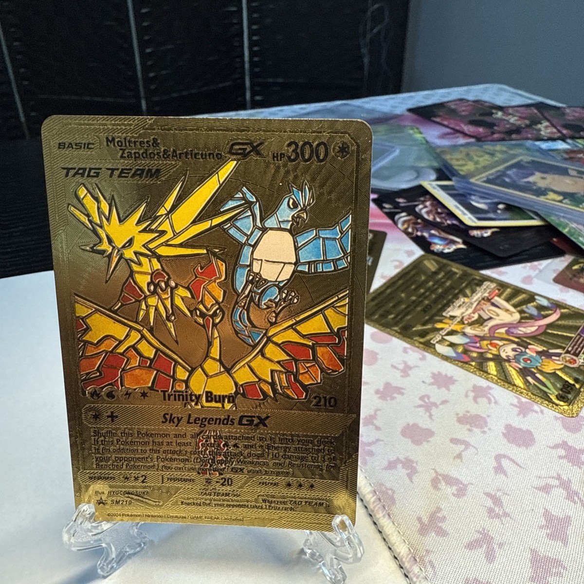 Moltres & Zapdos & ArticunoGX Gold Foil Fan Art Display Card Hp300