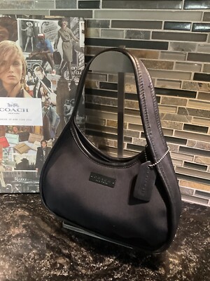 Vintage Coach Mini Neo Ergo Zip Neoprene & Leather Satchel Purse