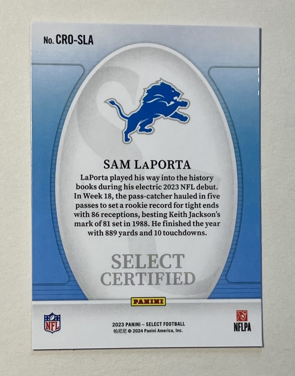2023 Panini Select Sam LaPorta Select Certified RC #CRO-SLA