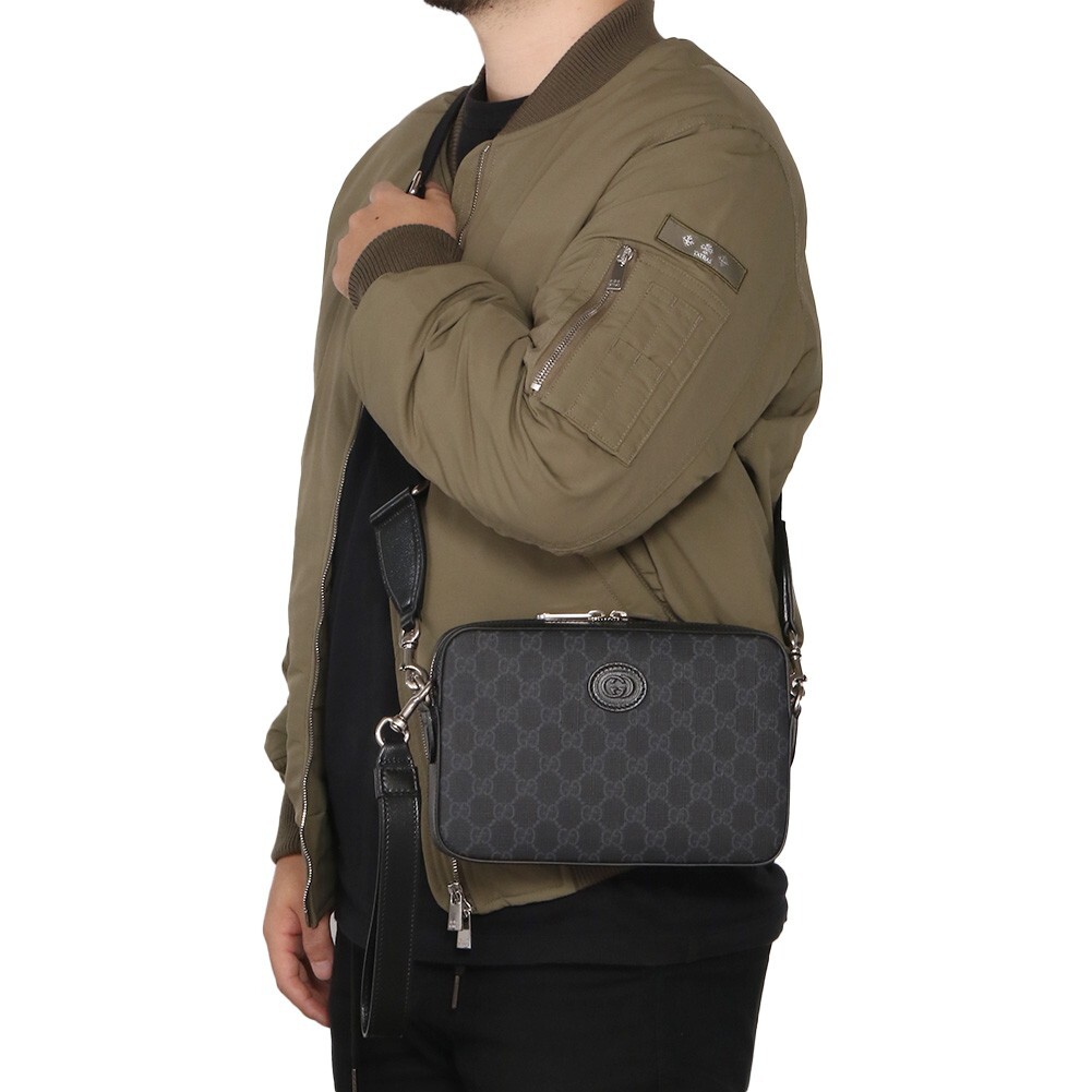 GUCCI Shoulder Bag Men GG Supreme Canvas Interlocking G 703468