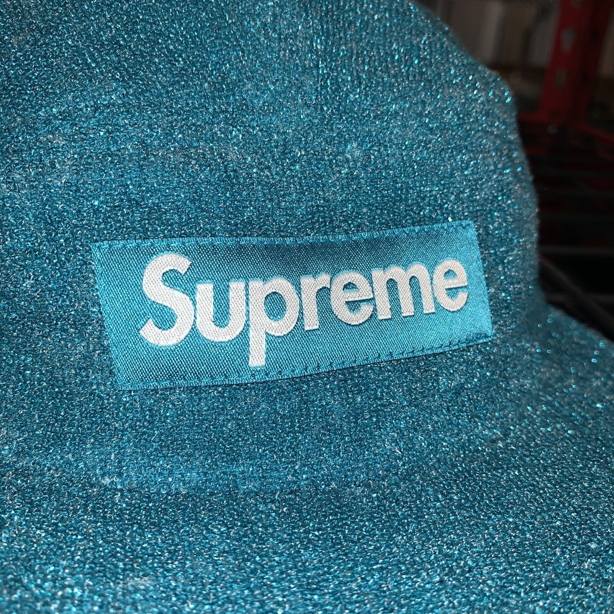 SS19 Supreme Glitter Terry camp cap Teal hat box logo | eBay