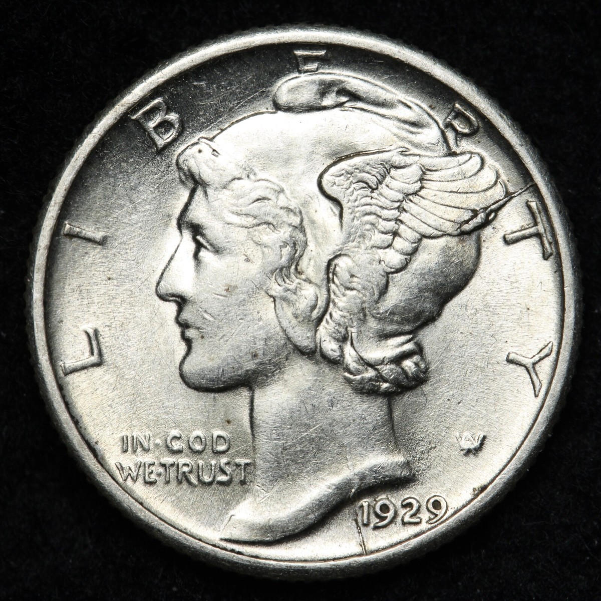 1929 Die Crack Mercury Silver Dime CHOICE BU *UNCIRCULATED* MS