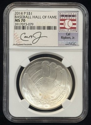 2014-P Baseball Hall of Fame Silver Dollar $1 NGC MS70 Cal Ripken