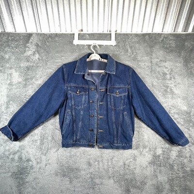 VTG Giorgio Armani Fleece Lined Jean Jacket Mens Small Blue Denim