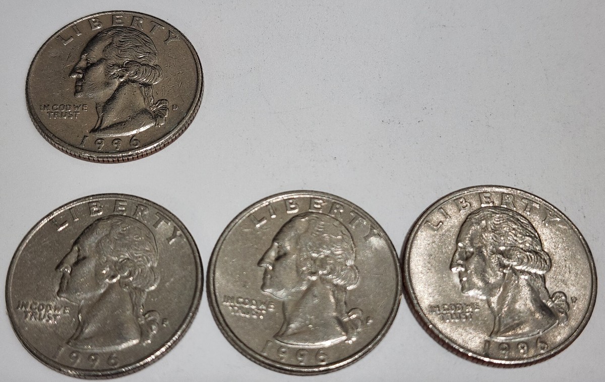 LOT OF 4 ALL 1996 QUARTERS 25 CENTS US USA COINS Collection