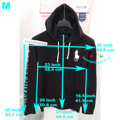 POLO RALPH LAUREN BIG PONY FULL ZIP HOODIE JACKET BLACK MENS SIZE