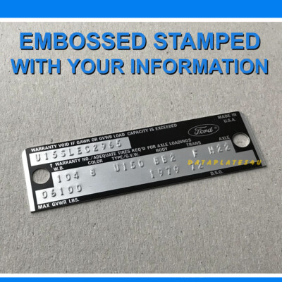1976 1977 1978 1979 FORD DATA PLATE DOOR TRIM OPTION TAG F-series